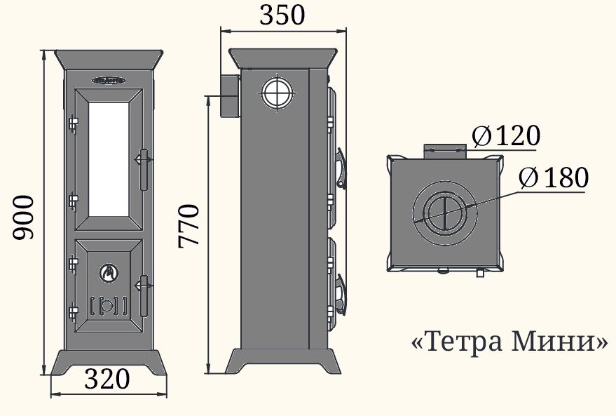Чертеж передней панели дровяной печи